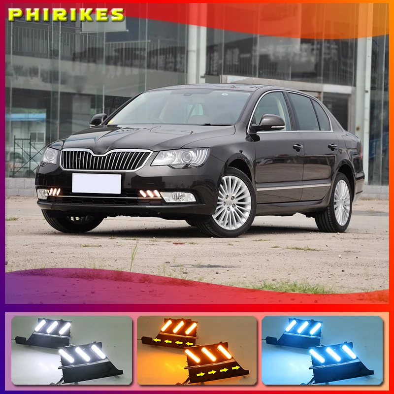 

2PCS Super Brightness Car DRL Lamp 12V Waterproof ABS LED Daytime Running Light For Skoda Superb 2013-2015