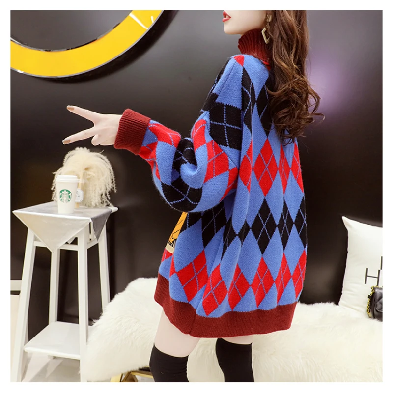 Пуловер EBAIHUI с воротником-хомутом в стиле оверсайз свитер женская верхняя одежда