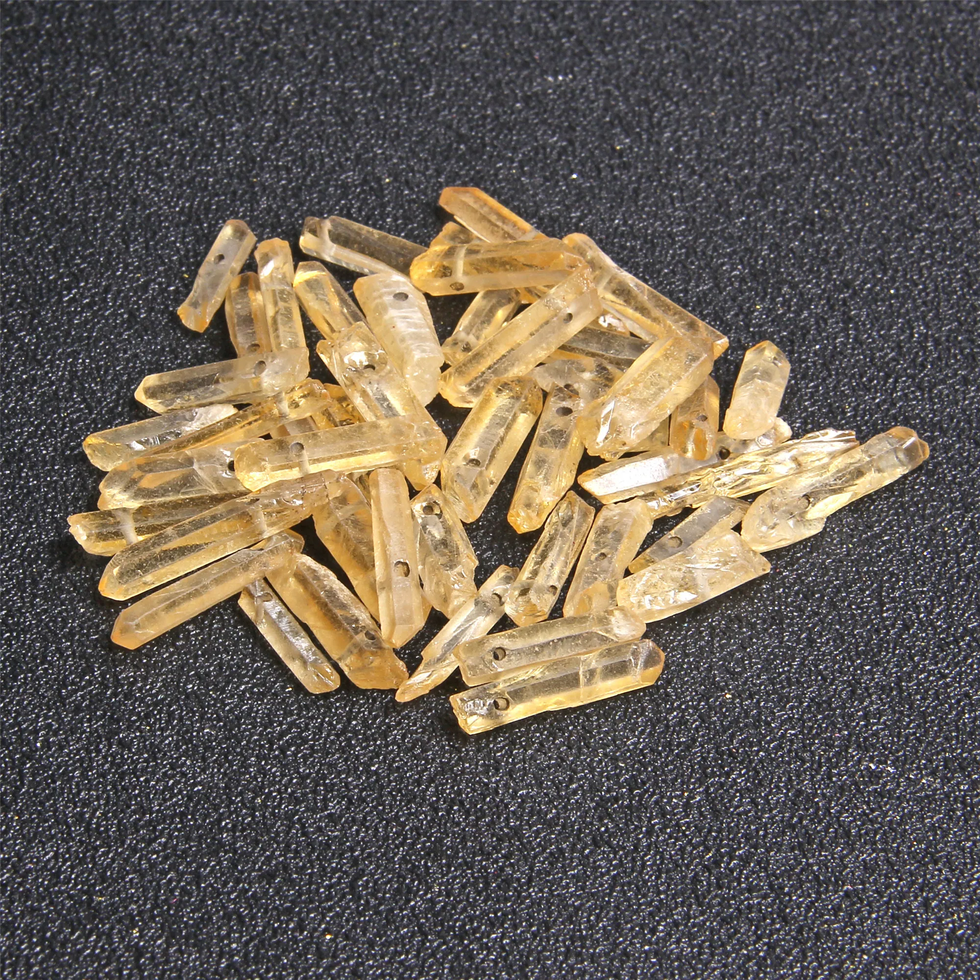 Бусины в форме палочки с желтым кварцевым кристаллом подвески из натурального