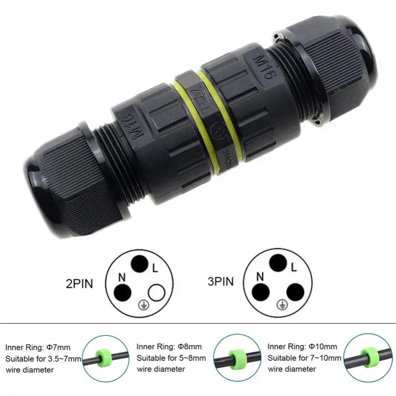 

IP68 Waterproof Cable Connector 2Pin 3Pin 3.5-10mm Wire Landscape Lighting Connectors for Outdoor Flame Retardant Junction Box