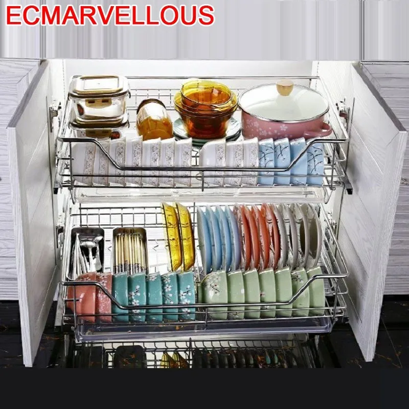 Organizador Almacenaje Armario Platos Mutfak Pantries, органайзер из нержавеющей стали, кухонный стеллаж, кухонный шкаф, корзина для хранения