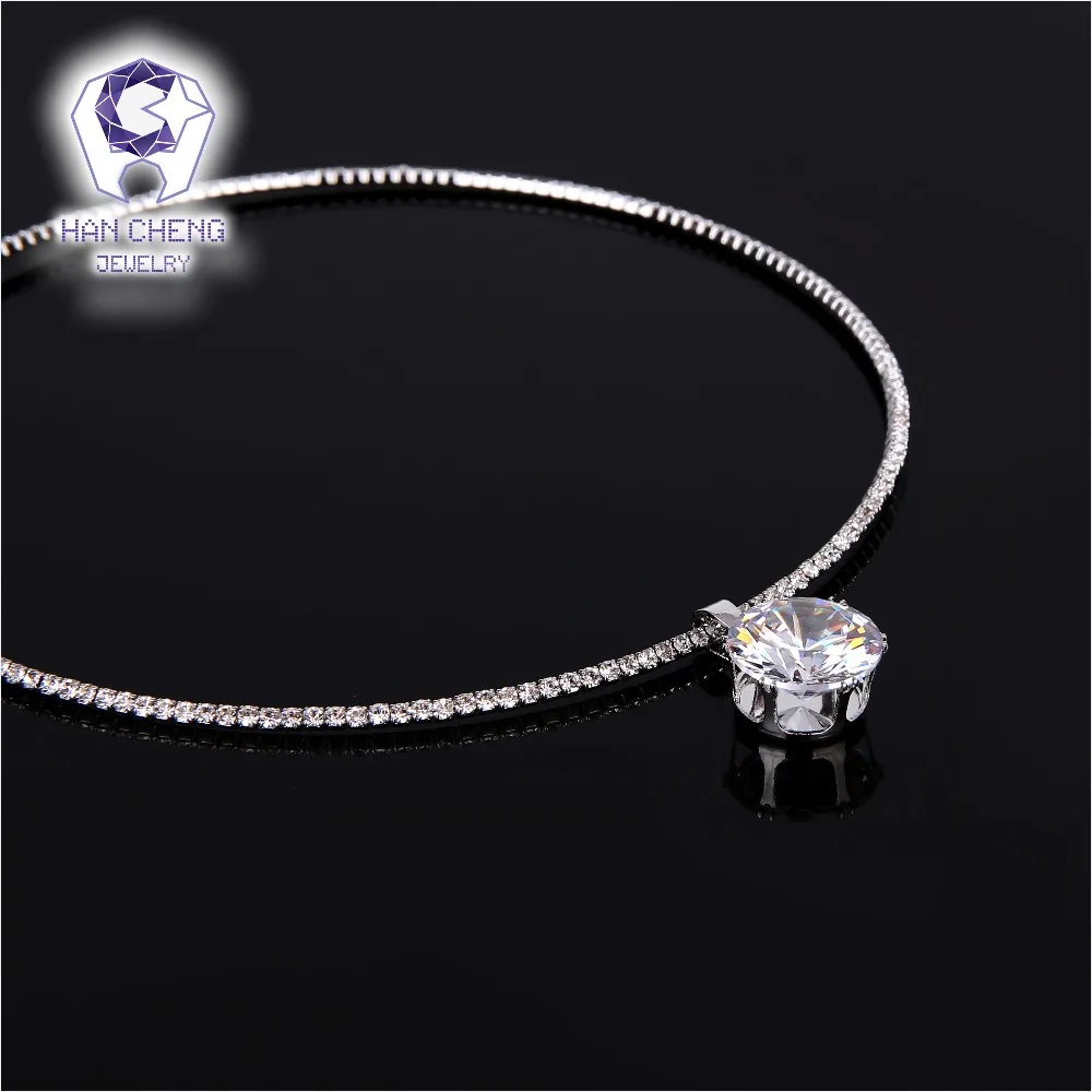 Женское колье чокер с цирконом HanCheng простые стразы массивное ювелирное