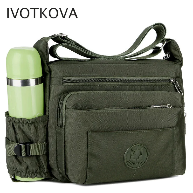 GREEN IVOTKOVA мужская сумка нейлон новые мужские сумки модные сумки через плечо водонепроницаемые повседневные вместительная сумка на плечо Прямая - Цвет: GREEN