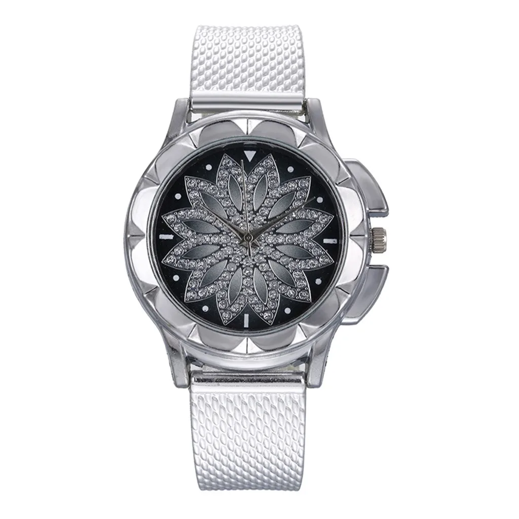 

Women Watches Fashion Ladies Steel Belt Watch Wild Lady Creative Fashion Gift Fashion Women Rose Gold Flower Rhinestone Watches