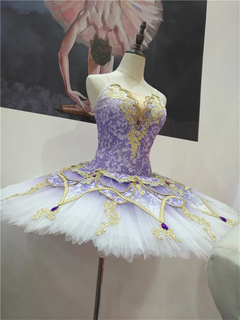 Женское платье пачка для балета профессиональное 12 слойное фиолетового