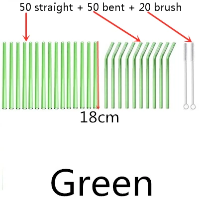 100 straw - 20 brush 100 шт многоразовые стаканы для питья 18 см х 8 мм для смузи, чая, сока- 10 упаковок с 20 щетками для чистки - Цвет: 100 straw - 20 brush