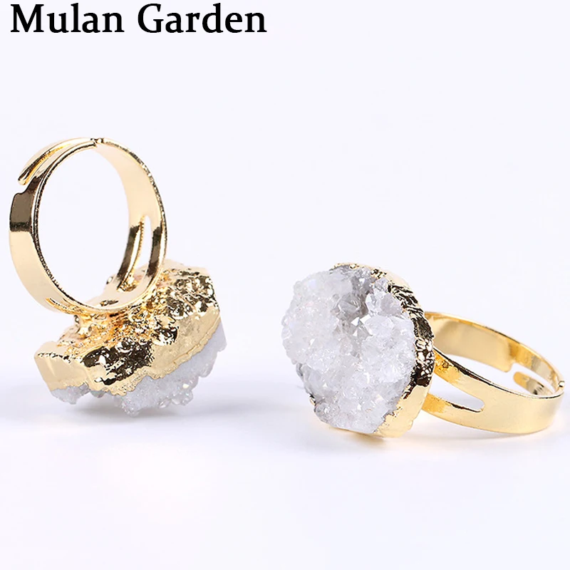 Новые Кольца M & G с натуральным кристаллом большие Регулируемые кольца модные