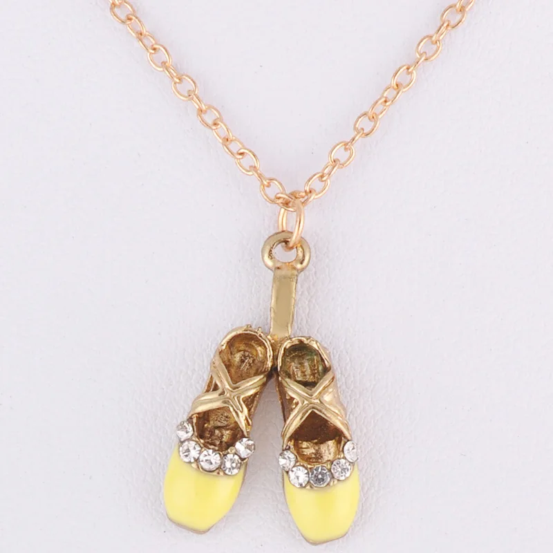 Женские туфли для балета с эмалью металлическое ожерелье подвеской-кулоном и