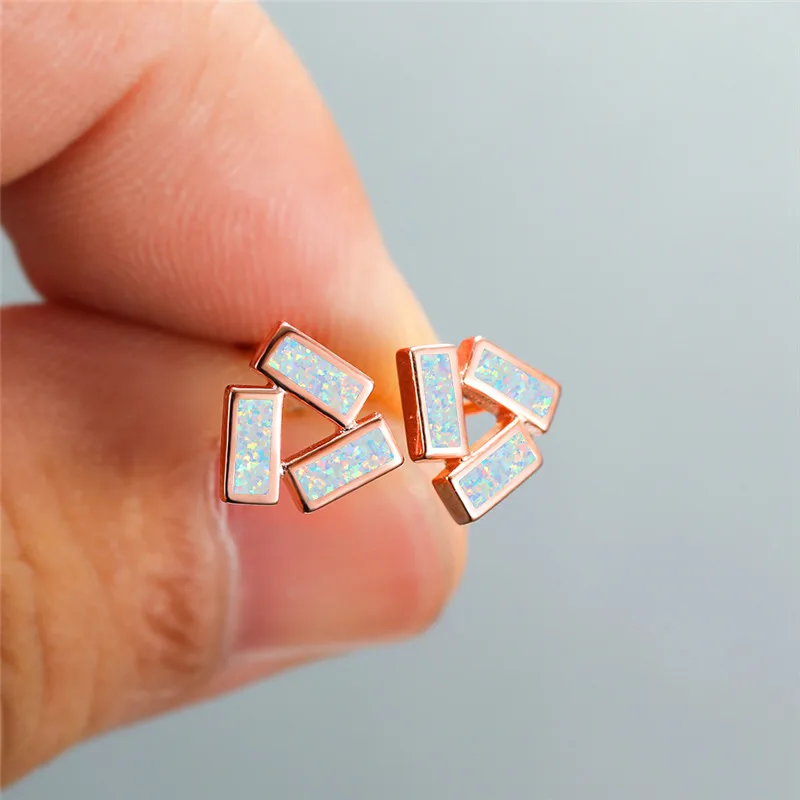Простые женские белые и синие квадратные опаловые ювелирные изделия цвета