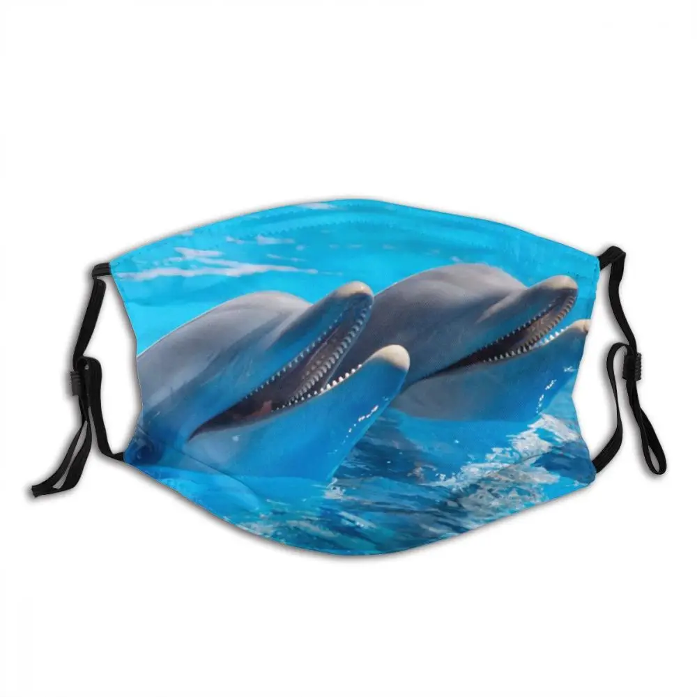 

Animal Dolphin Reusable Trendy Mouth Face Mask with Filters Anti Wind Dustproof for Men Women Protection Cover Muffle for Adult
