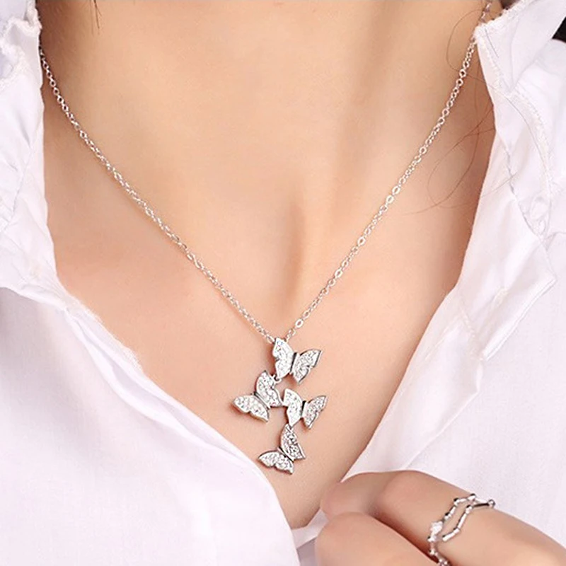 Женская цепочка с кубическим цирконием в виде бабочки | Украшения и аксессуары