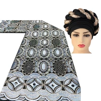 automatic scarf muslim headtie turban cap match african swiss voile lace fabrics high quality french cotton lace sewing dress