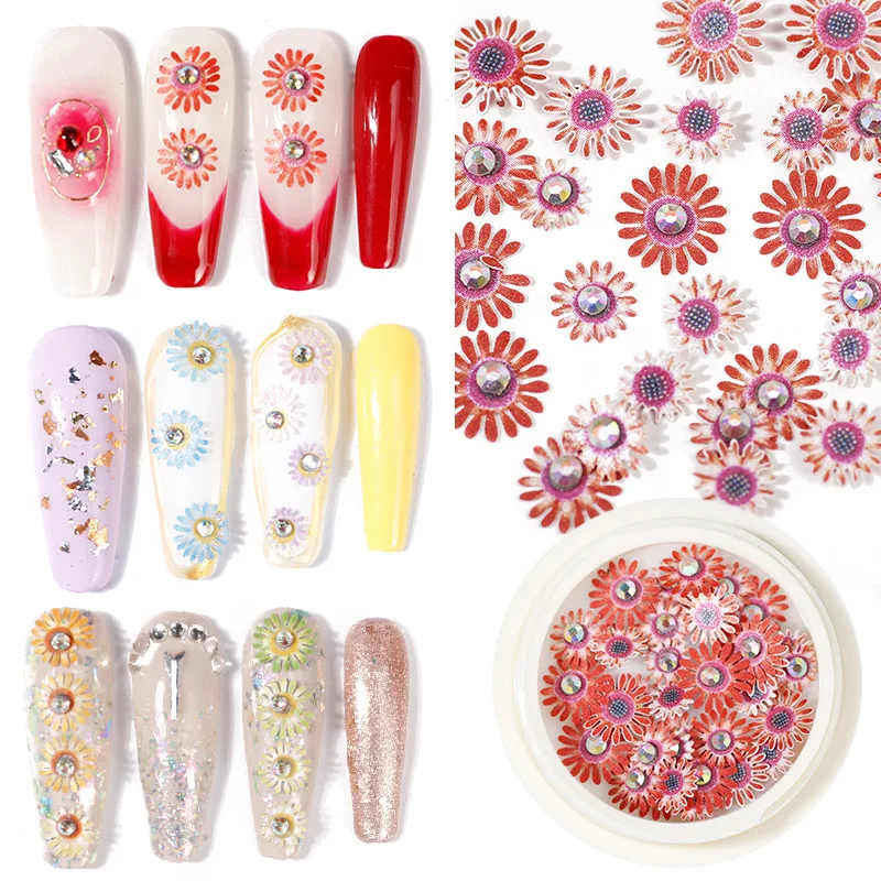 

2020 new 3D color three-dimensional nails diamond daisy flower sequins DIY nail designer art decoration accessories 50pcs/1box