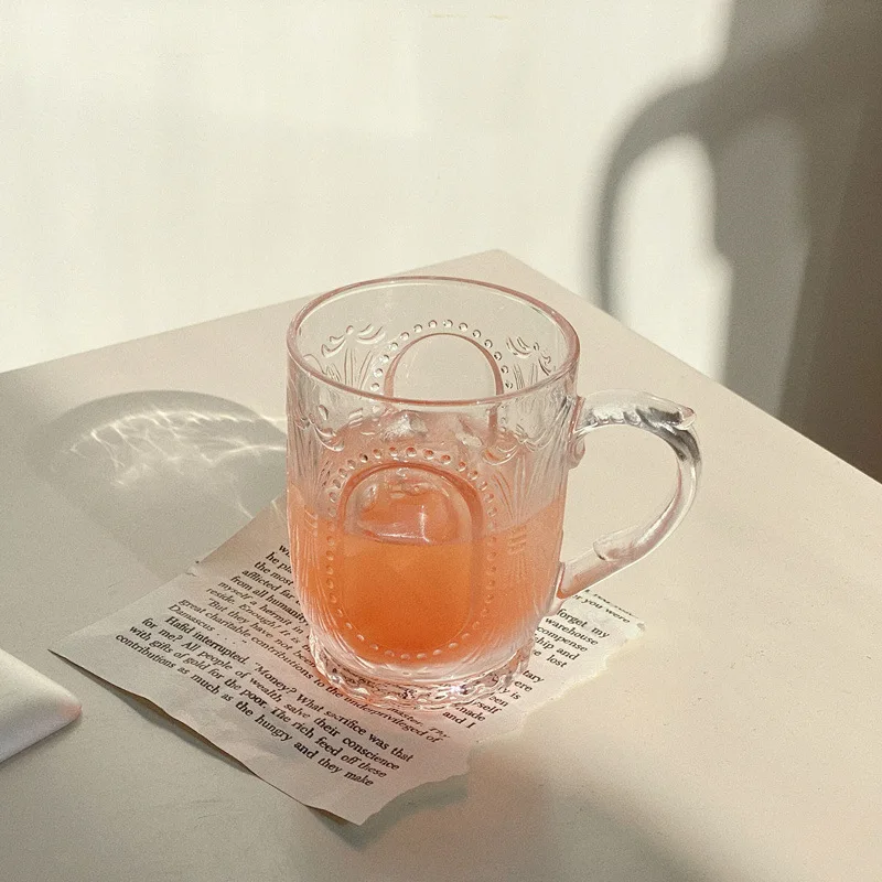 Ins в европейском стиле Чашка Сока рельеф Французский роскошный Стекло чашка с