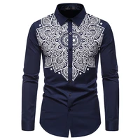 high quality mens fashion casual embroidered long sleeve shirt lapel button business formal shirt eu size size s 2xl