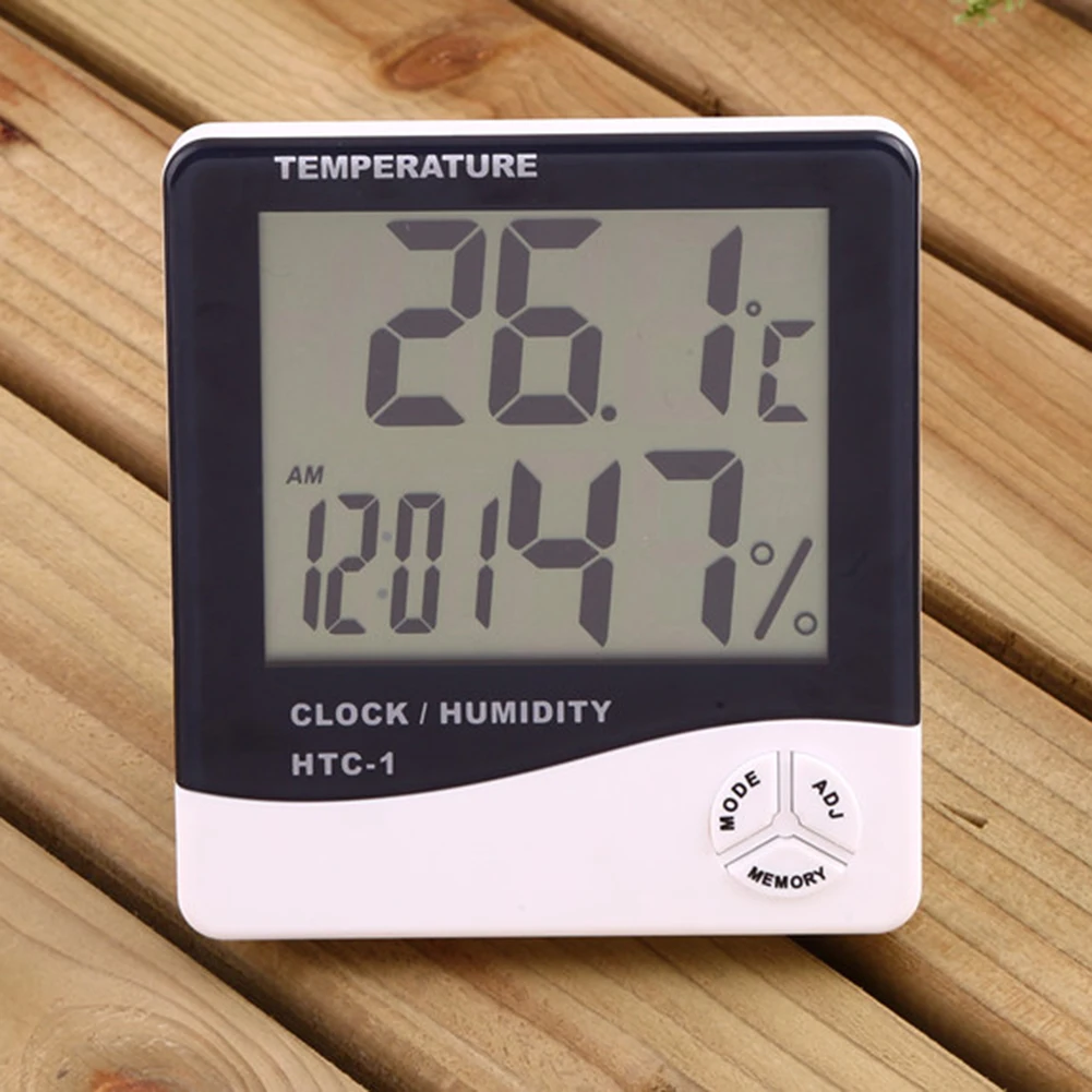 lcd digital thermometer hygrometer electronic temperature humidity monitor meter weather station clock indoor room thermometer free global shipping