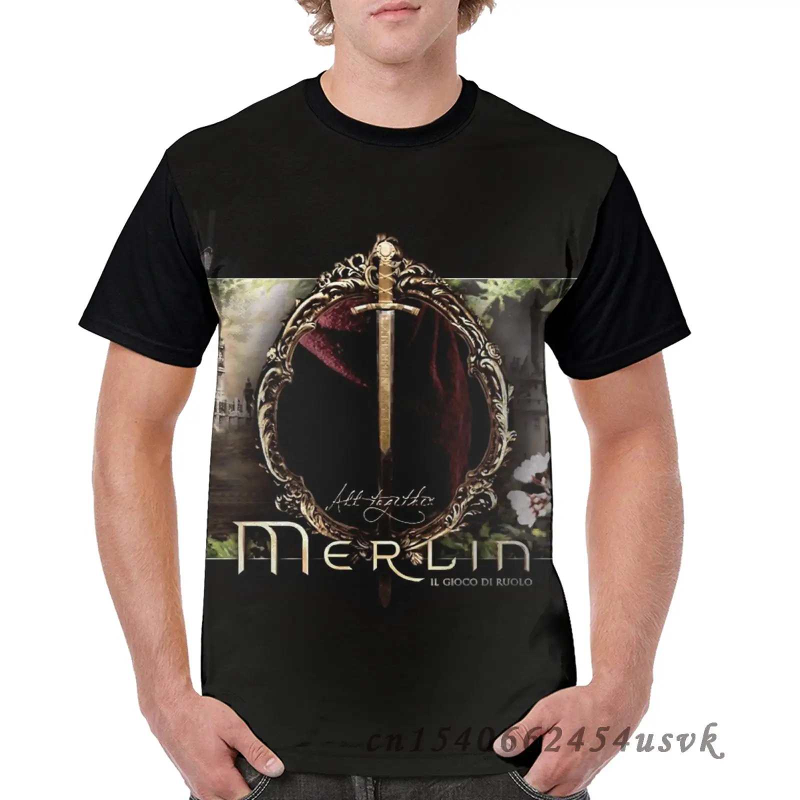 Забавная семейная Одинаковая одежда мужская футболка с логотипом Мерлина