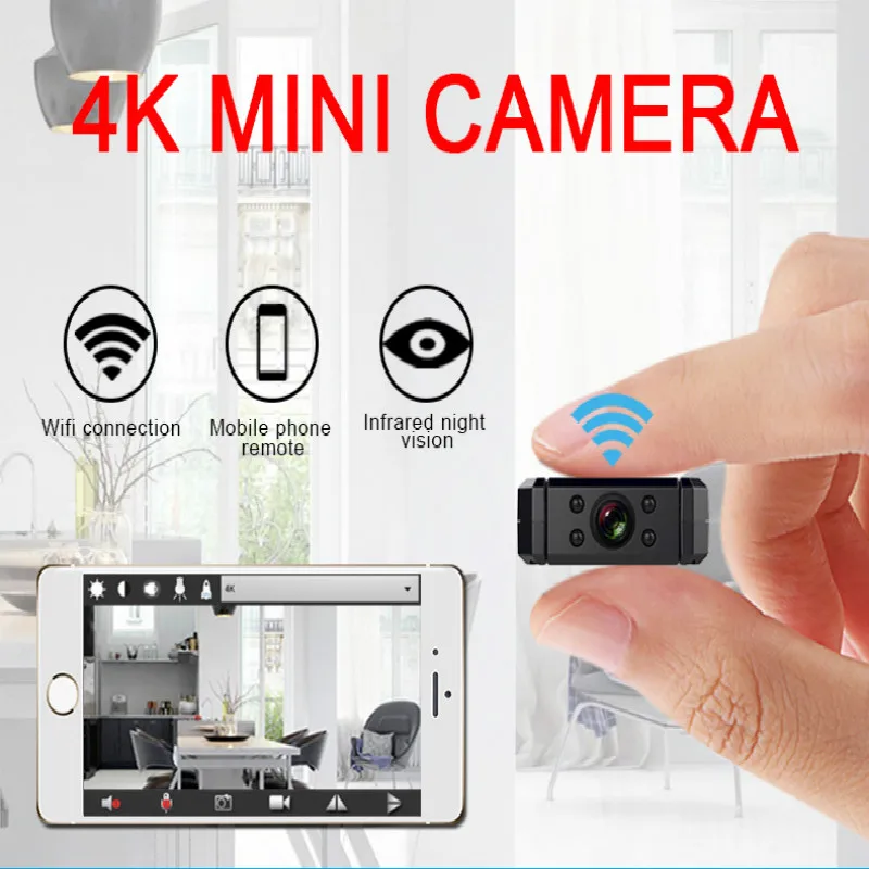

4K Mini Camera WiFi Smart Wireless Camcorder IP Hotspot HD Night Vision Video Micro Small Cam Motion Detection Vlog Espia V MD90
