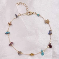 2022 new fashion women bohemian natural stone copper gold chain foot anklet women sexy beach gold bracelet jewelry accessories