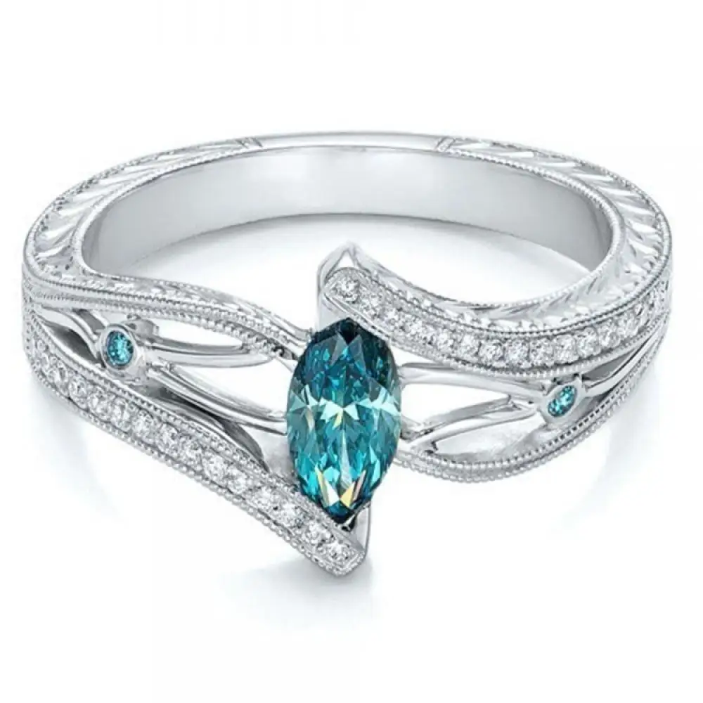 

New Creative Fashion Aquamarine Ring Noble and Elegant Ladies Casual Engagement Party Geometric Ring Jewelry