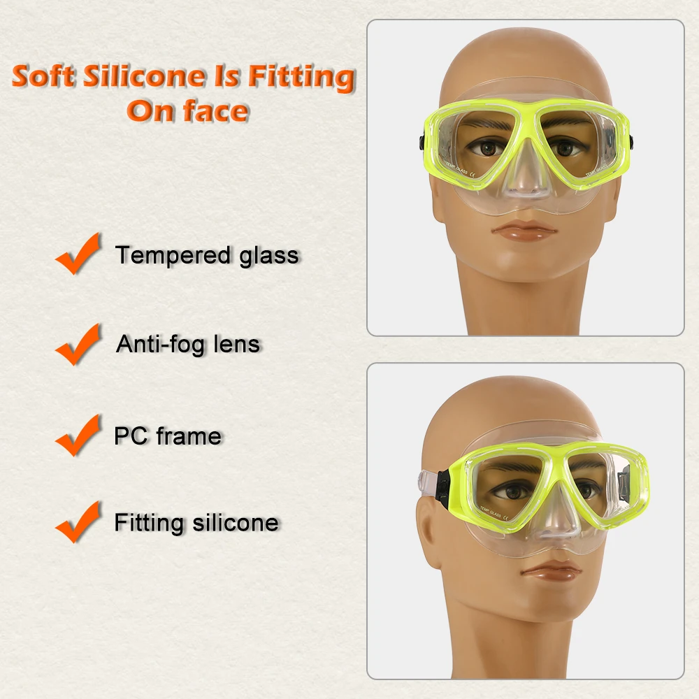 

Diving Mask Anti-fog Snorkeling Goggles Wide Vision Scuba Mask Tempered Glass Lens Diving Goggles for Men Women