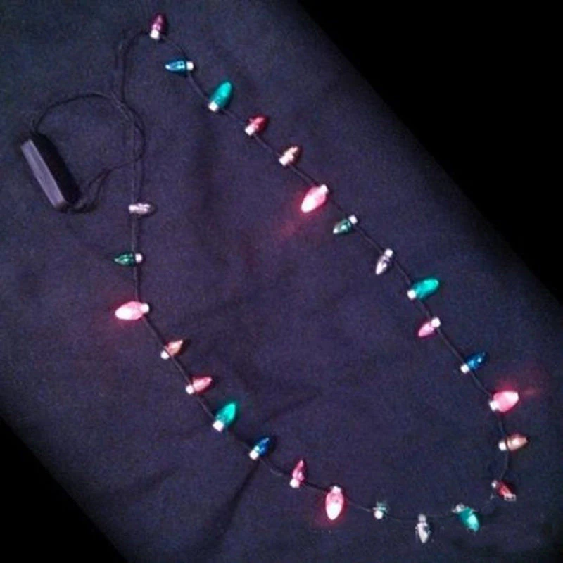

Newly 1 Pcs Mini Flashing Light-up Blinking Christmas Lights Costume Necklace 8 LED Bulbs XSD88