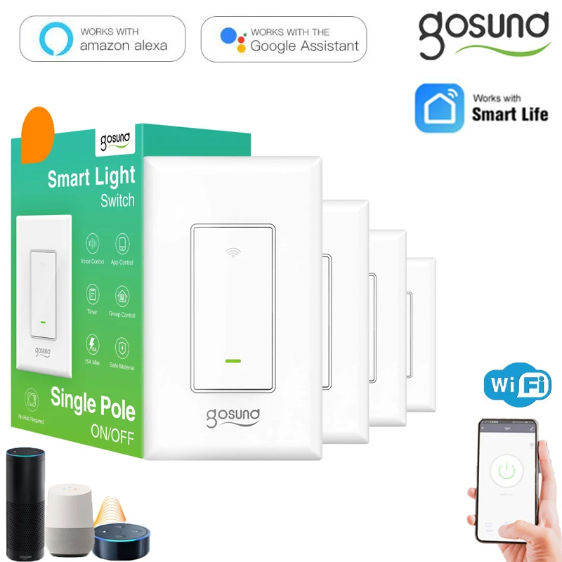 

Gosund Smart Timing Switch 120mm US Smart WiFi Light Switch Works With Alexa Google Home Smart Life/Gosund App Remote Control