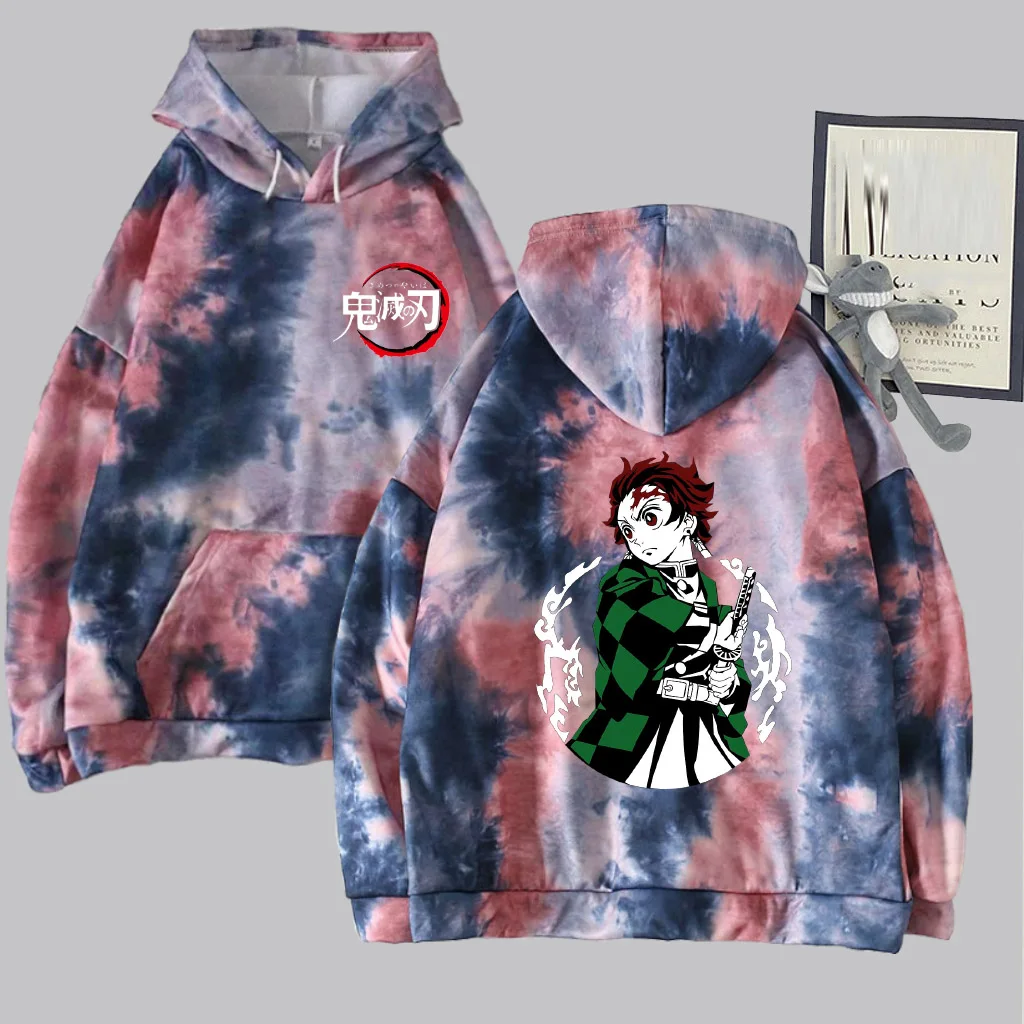 

Anime Tie-dye Hoodie Demon Slayer Double Sided Long Sleeve Fashion Casual Uniex Cloth