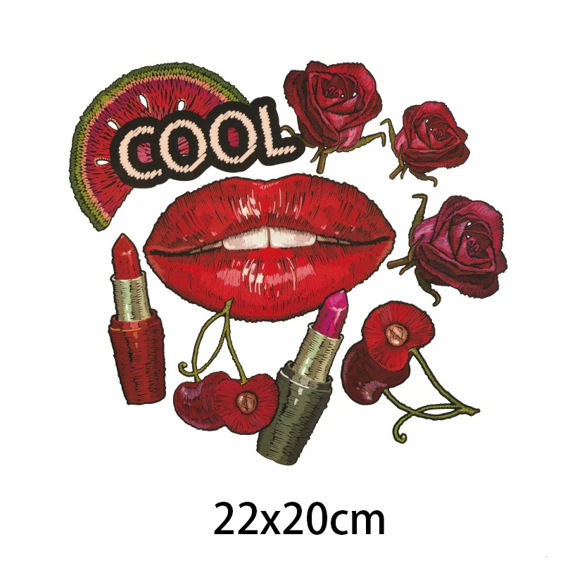 2019 New Patches Red Lip Kiss Ironing on Heat Transfer Printing Stickers Washable for Clothes T-shirts DIY Appliques | Дом и сад