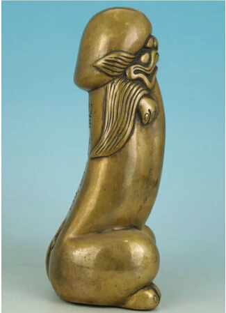 --- 406 +++ Красивая китайская старая бронзовая резная статуя бога пениса | Дом и сад