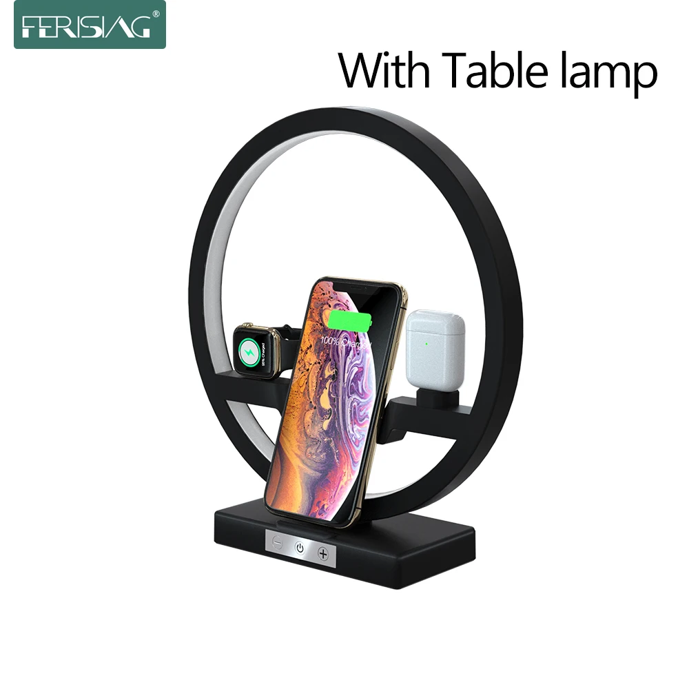 Беспроводное зарядное устройство 4 в 1 прикроватная лампа 30 Вт адаптер подставка