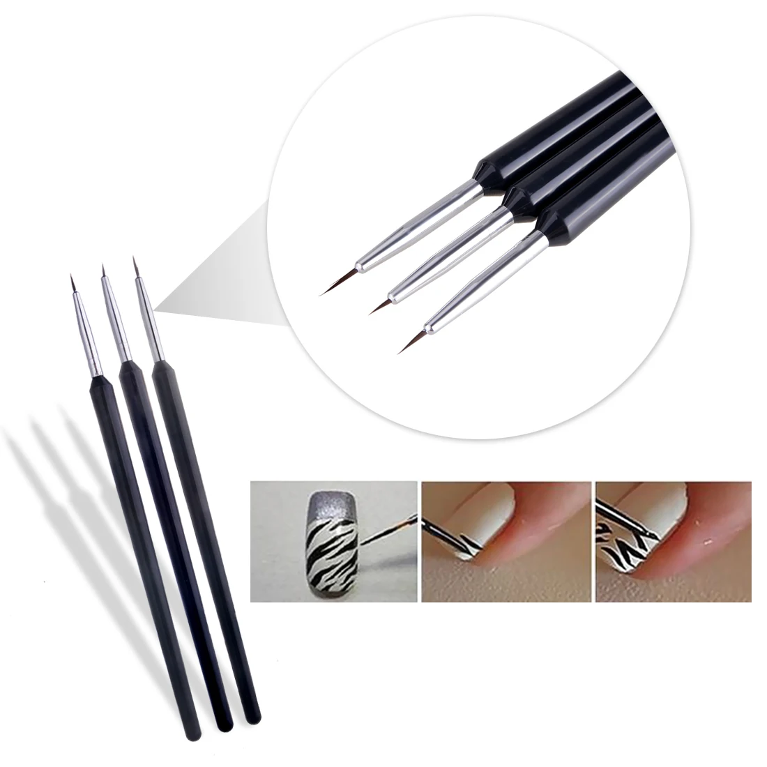 Biutee 12pcs Pro Nail Art Set Kit 4 wheels Multicolor bright nails wooden decoration Nail Art brushes pointed punches Kit tools