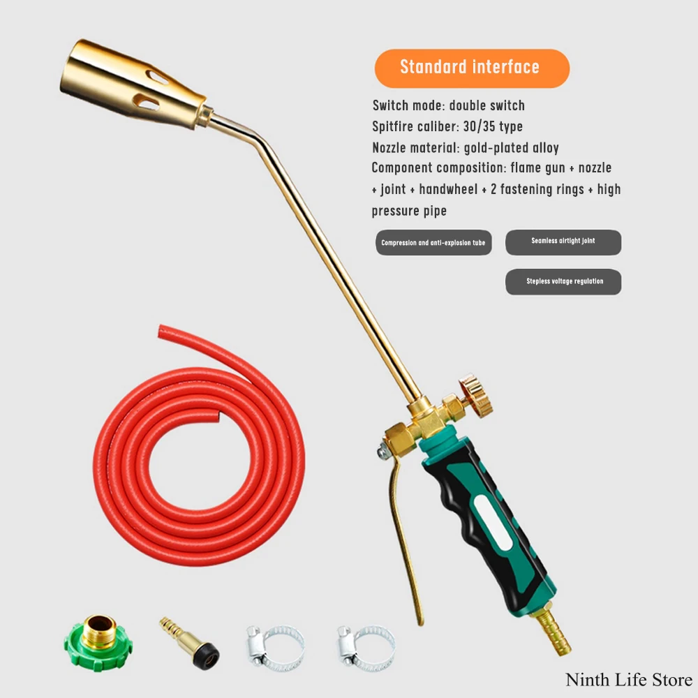 

Dual Switches Spray Gun Nozzle Propane Torch Head Liquid Gas High-Temperature Household For Burning Melting Welding Equipment