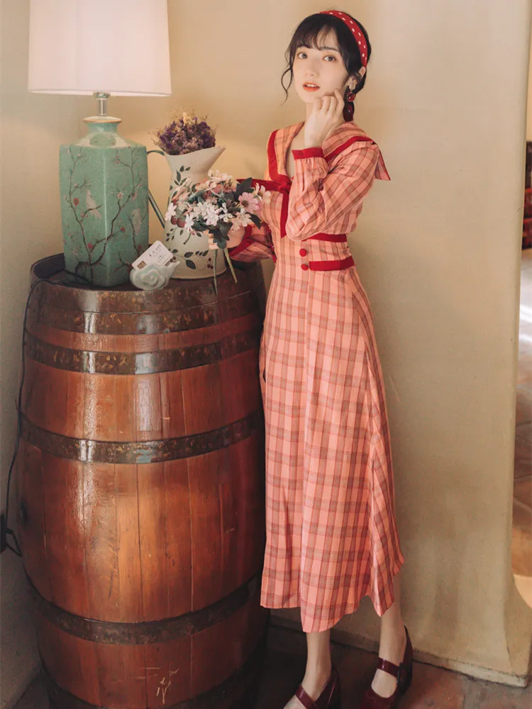 Новинка 2019 модная женская одежда Осеннее винтажное платье женские платья |