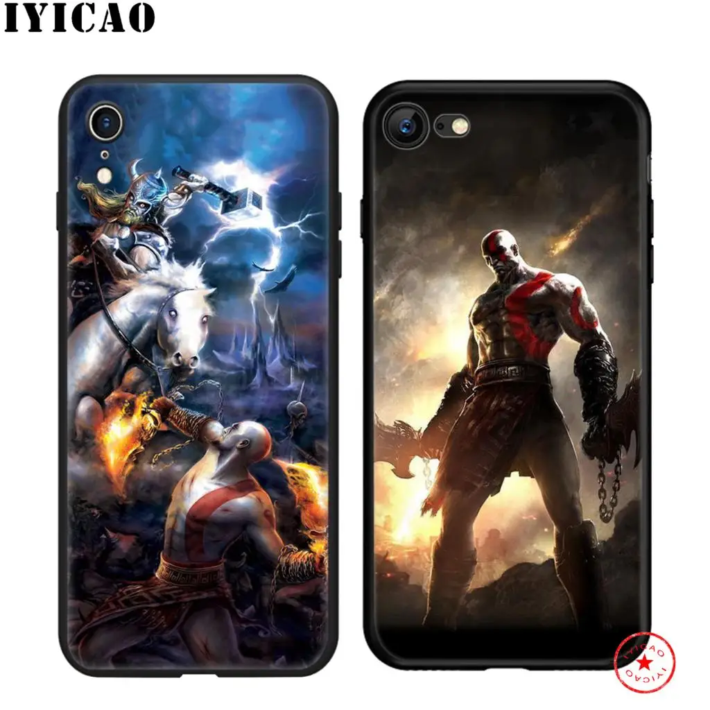 Мягкий силиконовый чехол IYICAO god of war черного цвета для iPhone 11 Pro Xr Xs Max X или 10 8 7 6 6S Plus 5