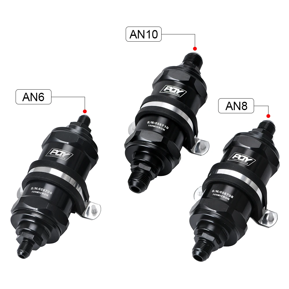 WLR RACING-PQY черный AN6/AN8/AN10 встроенный топливный фильтр E85 этанол с 100 микрон элемент