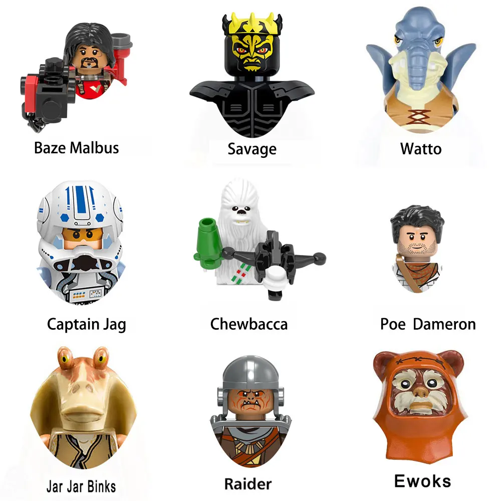 

Jar Jar Binks Chewbacca Tusken Raider Han Solo Building Blocks Jawas Leia Ewoks Amidala Gamorrean Star Brick Figure Wars Toys