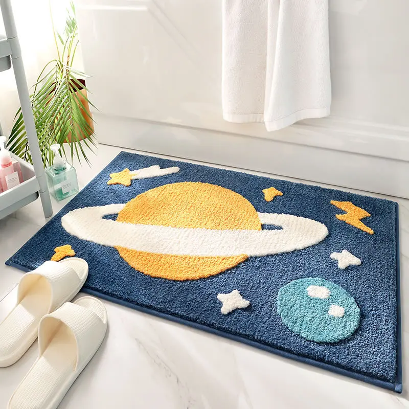 

Flocking Home Entrance Mat Cartoon Shaggy Carpet Bathroom Rug Bedroom Area Rug Absorbent Non-slip Floor Mat Furry Kawaii Rug