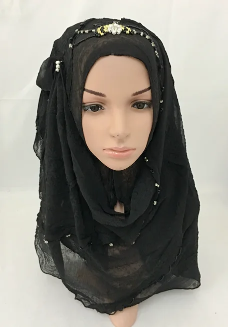 Мусульманский Хиджаб ручной работы удобный шарф с бисером 3 стиля|muslim instant hijab|hijab