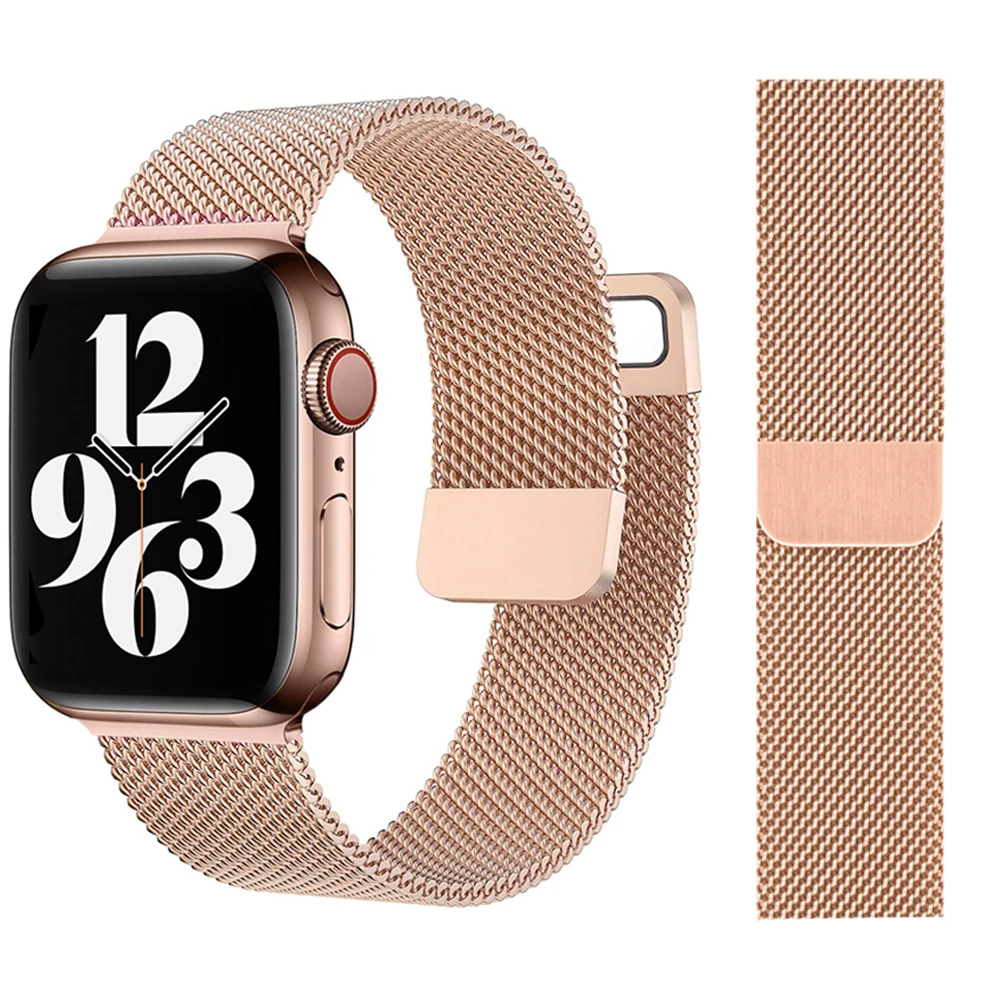 

Stainless Steel Milanese Strap For Apple Watch 6 Se Band 44mm 40mm 42mm 38mm Smartwatch iWatch Series 345 Bracelet Magnetic Loop