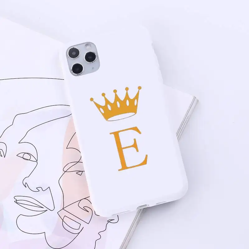 

Initial Letter A Z Crown fashion Phone Case Candy Color for iPhone 6 7 8 11 12 s mini pro X XS XR MAX Plus