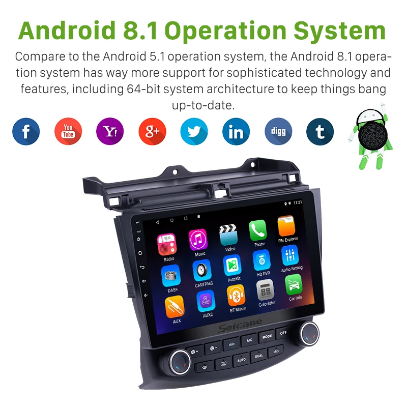 Автомагнитола Seicane 2DIN Android 9 0 10 1 дюйма GPS мультимедийный плеер для Honda Accord 7 2003 2004 2005