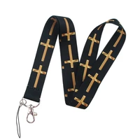 pf450 dongmanli jesus cross lanyard for keychain id card pass gym mobile phone usb badge holder key ring neck straps accessories