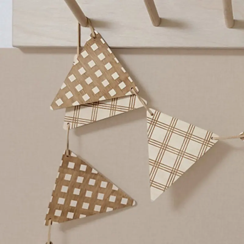 

Wooden Triangle Hanging Flag Garland Kids Room Decorations Ornament Forest Baby Shower Birthday Party Bunting Banner Photo Props