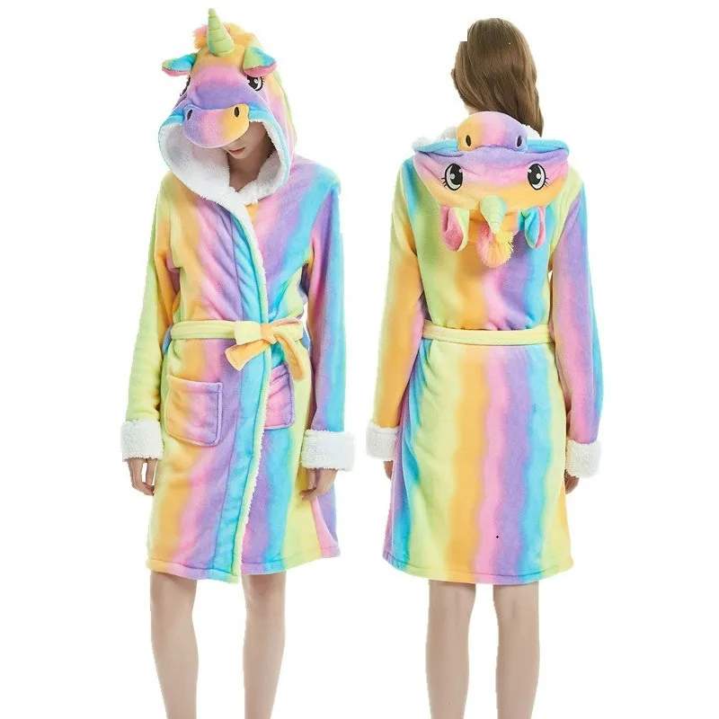 Фланелевый банный халат с животными для взрослых одежда сна женщин и мужчин