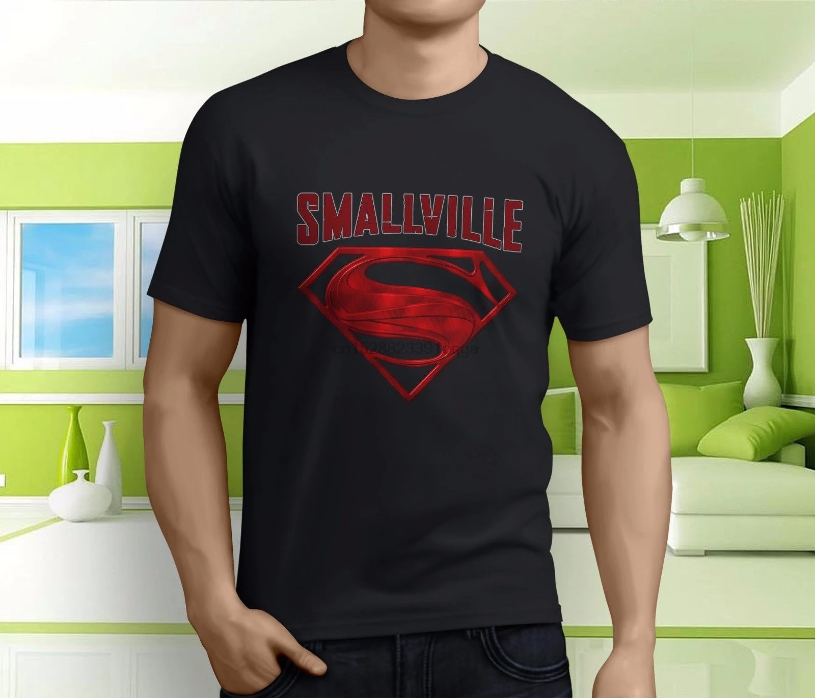 Новинка популярная мужская черная футболка Smallville с рисунком Супермена Тома
