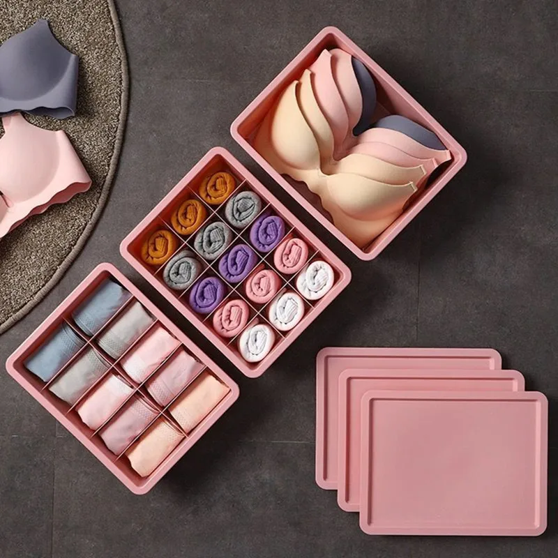 

Пластиковый ящик для хранения нижнего белья, ящик для разделения носков, органайзер для интерьера шкафа, однотонные коробки, новая коробка ...