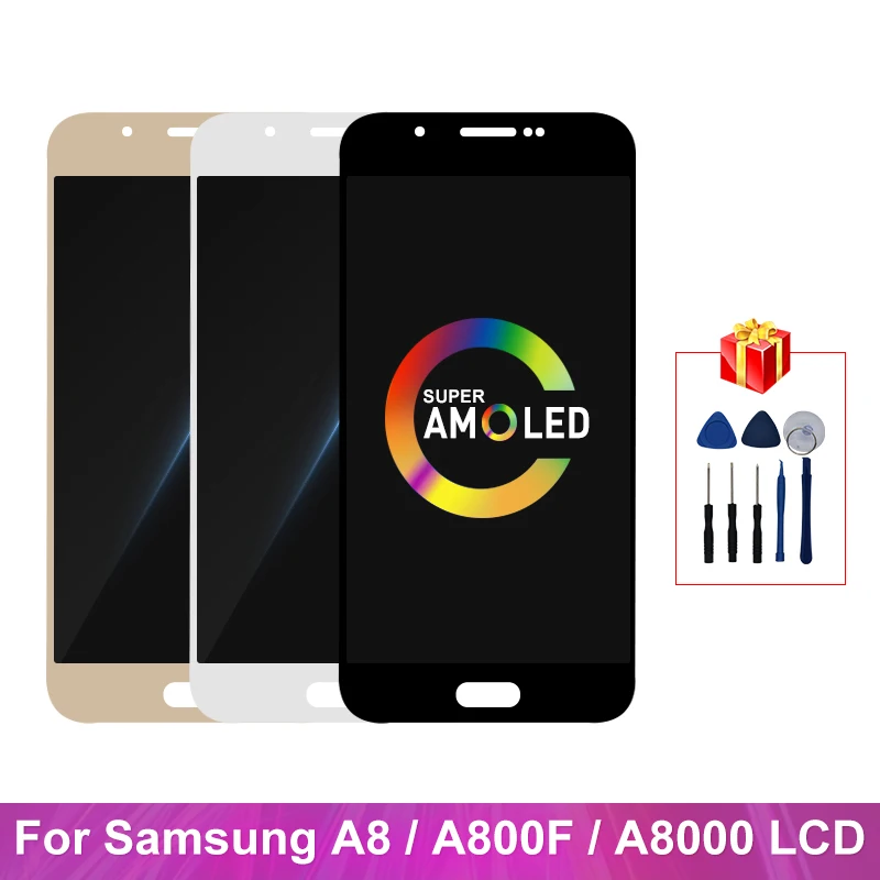 

A8 2015 Super AMOLED For Samsung Galaxy A8 A800 LCD Display Touch Screen Digitizer Replacement Parts For A8000 A8000F Display