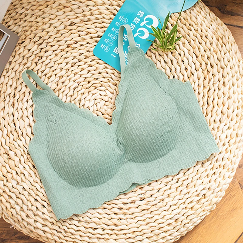 Latex Pad Pleated Bubble Sling Seamless Comfortable Sexy Gathering No Steel Ring Hold Side Breast Sports Sleep Bra