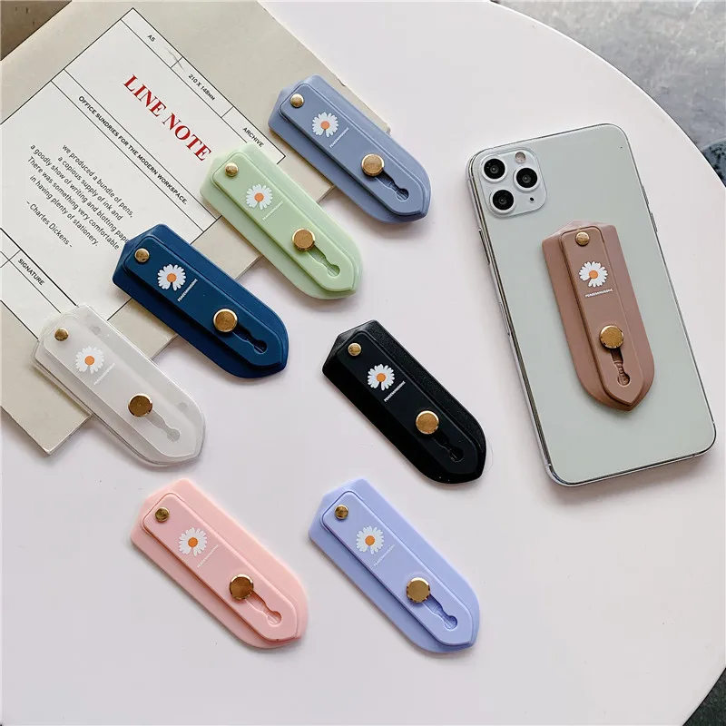 

Daisy Mobile Phone Holder Flower Push Pull Stand Short Wrist Strap Finger Ring Grip Bracket Cartoon Universal For iPhone12